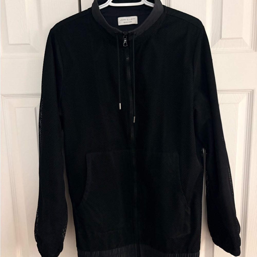 John Elliott Black Mesh Zip Front Jacket